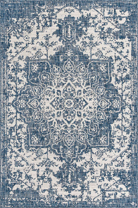 Blue 6' 1 x 9' Jill Zarin Outdoor Rectangle Rug