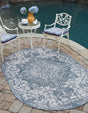 Blue 5' 3 x 8' Jill Zarin Outdoor Oval Area Rug Weather Resistant for Patio, Deck, Terrace, Balcony, Porch Durable 100% Polypropylene Carpet for Outside for Sale at Rug Engine