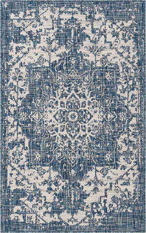 Blue 3' 1 x 5' 3 Jill Zarin Outdoor Rectangle Area Rug Weather Resistant for Patio, Deck, Terrace, Balcony, Porch Durable 100% Polypropylene Carpet for Outside for Sale at Rug Engine