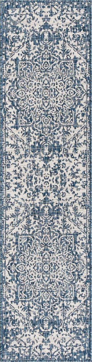Blue 2' x 8' Jill Zarin Outdoor Runner Area Rug Weather Resistant for Patio, Deck, Terrace, Balcony, Porch Durable 100% Polypropylene Carpet for Outside for Sale at Rug Engine
