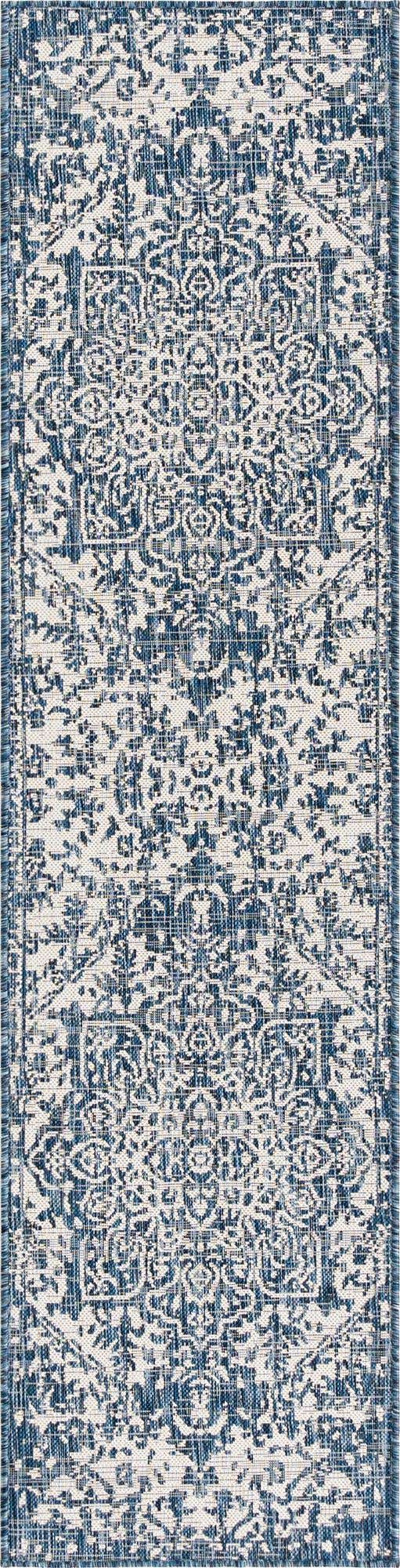 Blue 2' x 8' Jill Zarin Outdoor Runner Area Rug Weather Resistant for Patio, Deck, Terrace, Balcony, Porch Durable 100% Polypropylene Carpet for Outside for Sale at Rug Engine