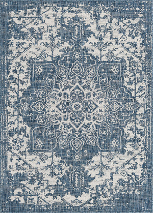 Blue 1' 4 x 1' 4 Jill Zarin Outdoor Sample Area Rug Weather Resistant for Patio, Deck, Terrace, Balcony, Porch Durable 100% Polypropylene Carpet for Outside for Sale at Rug Engine
