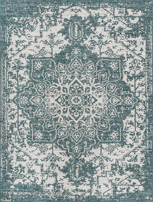 Teal 9' x 12' Jill Zarin Outdoor Rectangle Area Rug Weather Resistant for Patio, Deck, Terrace, Balcony, Porch Durable 100% Polypropylene Carpet for Outside for Sale at Rug Engine