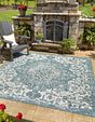 Teal 13' 1 x 13' 1 Jill Zarin Outdoor Square Area Rug Weather Resistant for Patio, Deck, Terrace, Balcony, Porch Durable 100% Polypropylene Carpet for Outside for Sale at Rug Engine