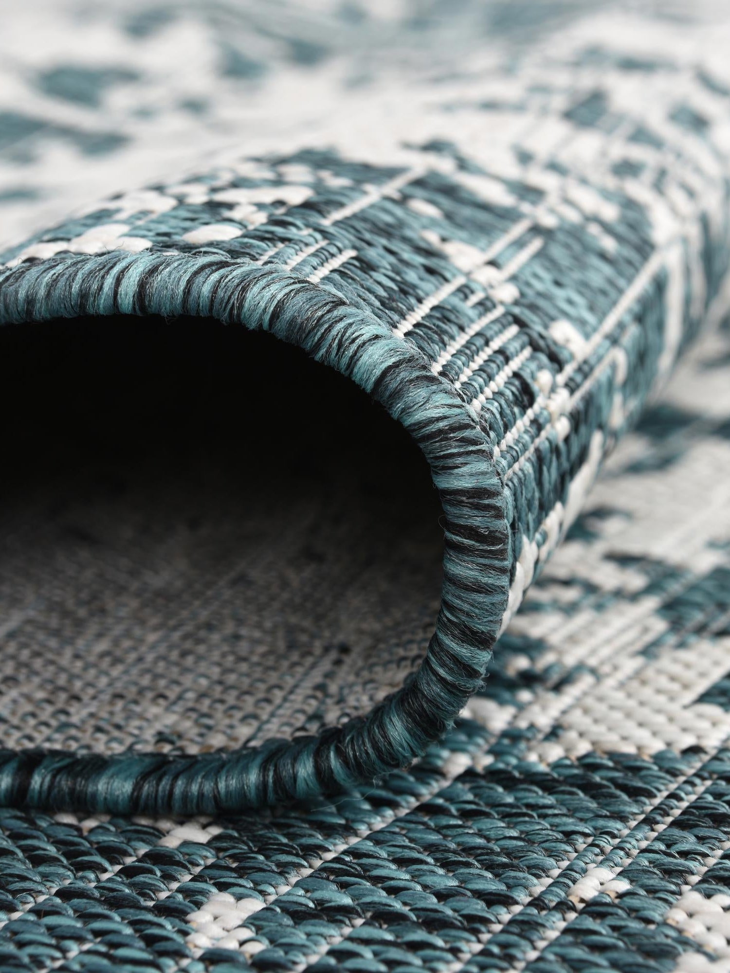 Teal 7' 1 x 7' 1 Jill Zarin Outdoor Round Area Rug Weather Resistant for Patio, Deck, Terrace, Balcony, Porch Durable 100% Polypropylene Carpet for Outside for Sale at Rug Engine