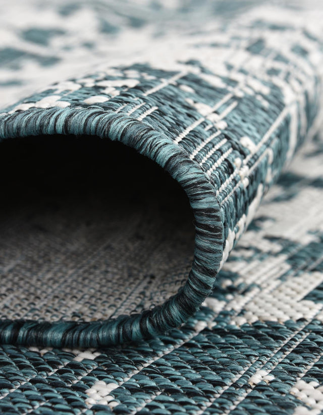 Teal 7' 1 x 7' 1 Jill Zarin Outdoor Round Area Rug Weather Resistant for Patio, Deck, Terrace, Balcony, Porch Durable 100% Polypropylene Carpet for Outside for Sale at Rug Engine