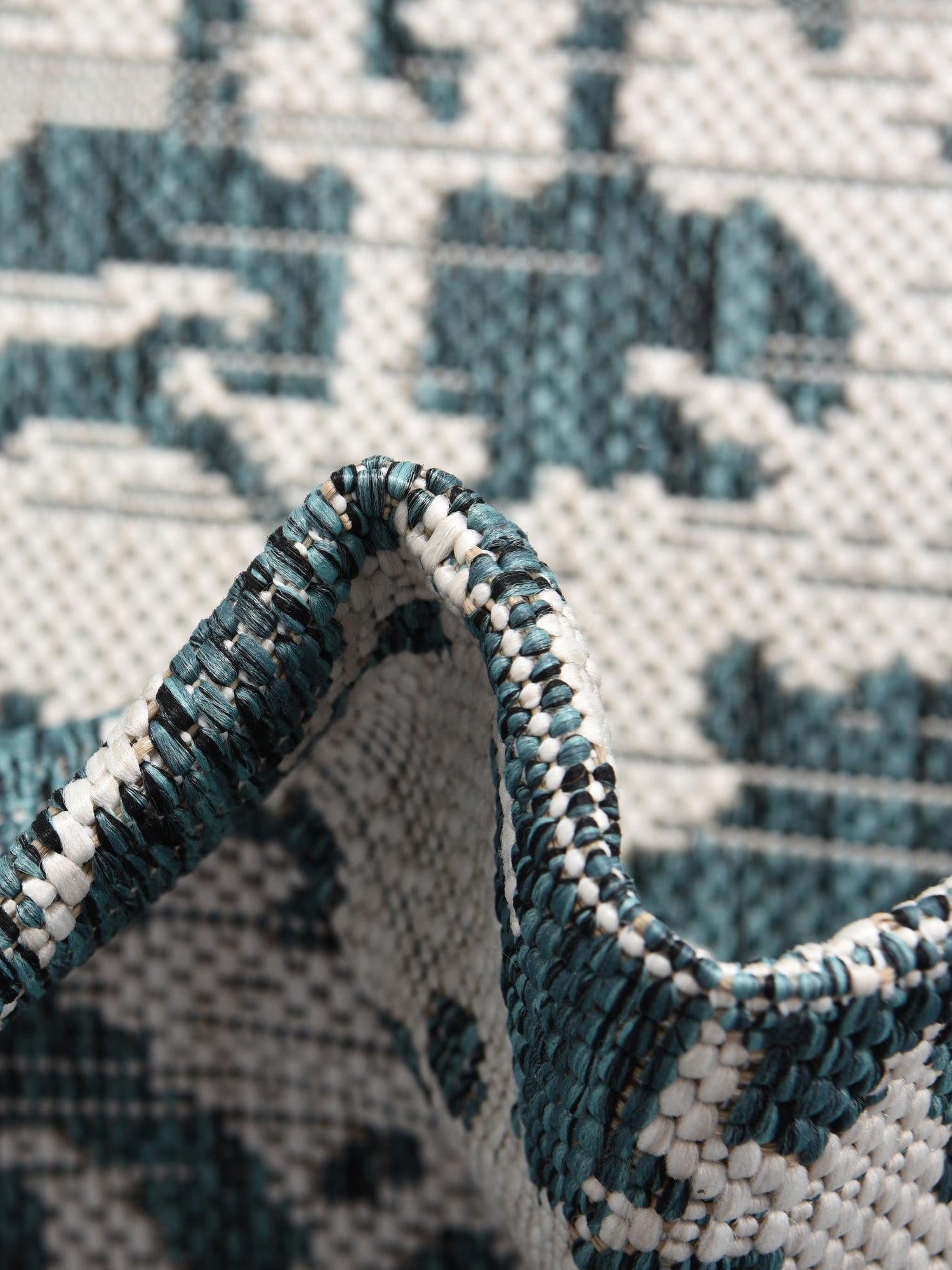 Teal 7' 1 x 7' 1 Jill Zarin Outdoor Round Area Rug Weather Resistant for Patio, Deck, Terrace, Balcony, Porch Durable 100% Polypropylene Carpet for Outside for Sale at Rug Engine