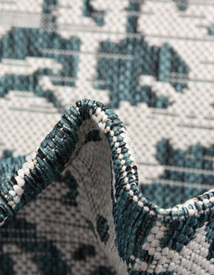 Teal 7' 1 x 7' 1 Jill Zarin Outdoor Round Area Rug Weather Resistant for Patio, Deck, Terrace, Balcony, Porch Durable 100% Polypropylene Carpet for Outside for Sale at Rug Engine