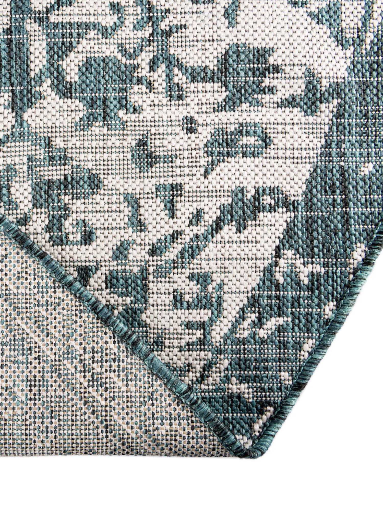 Teal 7' 1 x 7' 1 Jill Zarin Outdoor Round Area Rug Weather Resistant for Patio, Deck, Terrace, Balcony, Porch Durable 100% Polypropylene Carpet for Outside for Sale at Rug Engine