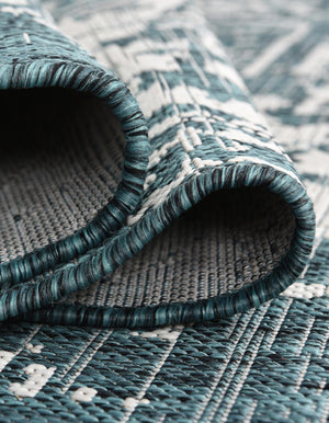 Teal 10' 8 x 10' 8 Jill Zarin Outdoor Round Area Rug Weather Resistant for Patio, Deck, Terrace, Balcony, Porch Durable 100% Polypropylene Carpet for Outside for Sale at Rug Engine
