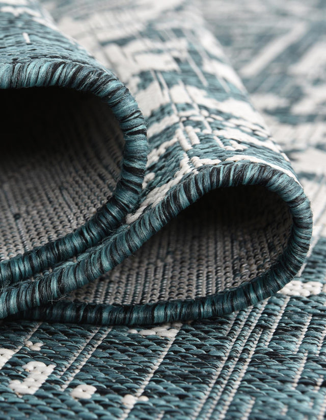 Teal 10' 8 x 10' 8 Jill Zarin Outdoor Round Area Rug Weather Resistant for Patio, Deck, Terrace, Balcony, Porch Durable 100% Polypropylene Carpet for Outside for Sale at Rug Engine
