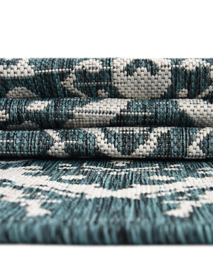 Teal 10' 8 x 10' 8 Jill Zarin Outdoor Round Area Rug Weather Resistant for Patio, Deck, Terrace, Balcony, Porch Durable 100% Polypropylene Carpet for Outside for Sale at Rug Engine