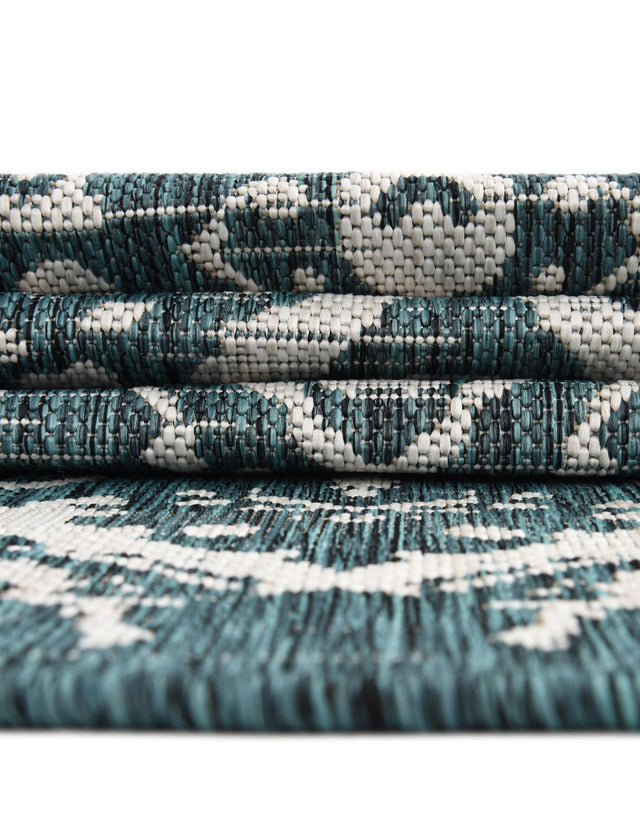 Teal 10' 8 x 10' 8 Jill Zarin Outdoor Round Area Rug Weather Resistant for Patio, Deck, Terrace, Balcony, Porch Durable 100% Polypropylene Carpet for Outside for Sale at Rug Engine