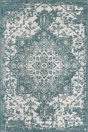 Teal 6' 1 x 9' Jill Zarin Outdoor Rectangle Area Rug Weather Resistant for Patio, Deck, Terrace, Balcony, Porch Durable 100% Polypropylene Carpet for Outside for Sale at Rug Engine