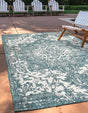 Teal 1' 4 x 1' 4 Jill Zarin Outdoor Sample Area Rug Weather Resistant for Patio, Deck, Terrace, Balcony, Porch Durable 100% Polypropylene Carpet for Outside for Sale at Rug Engine