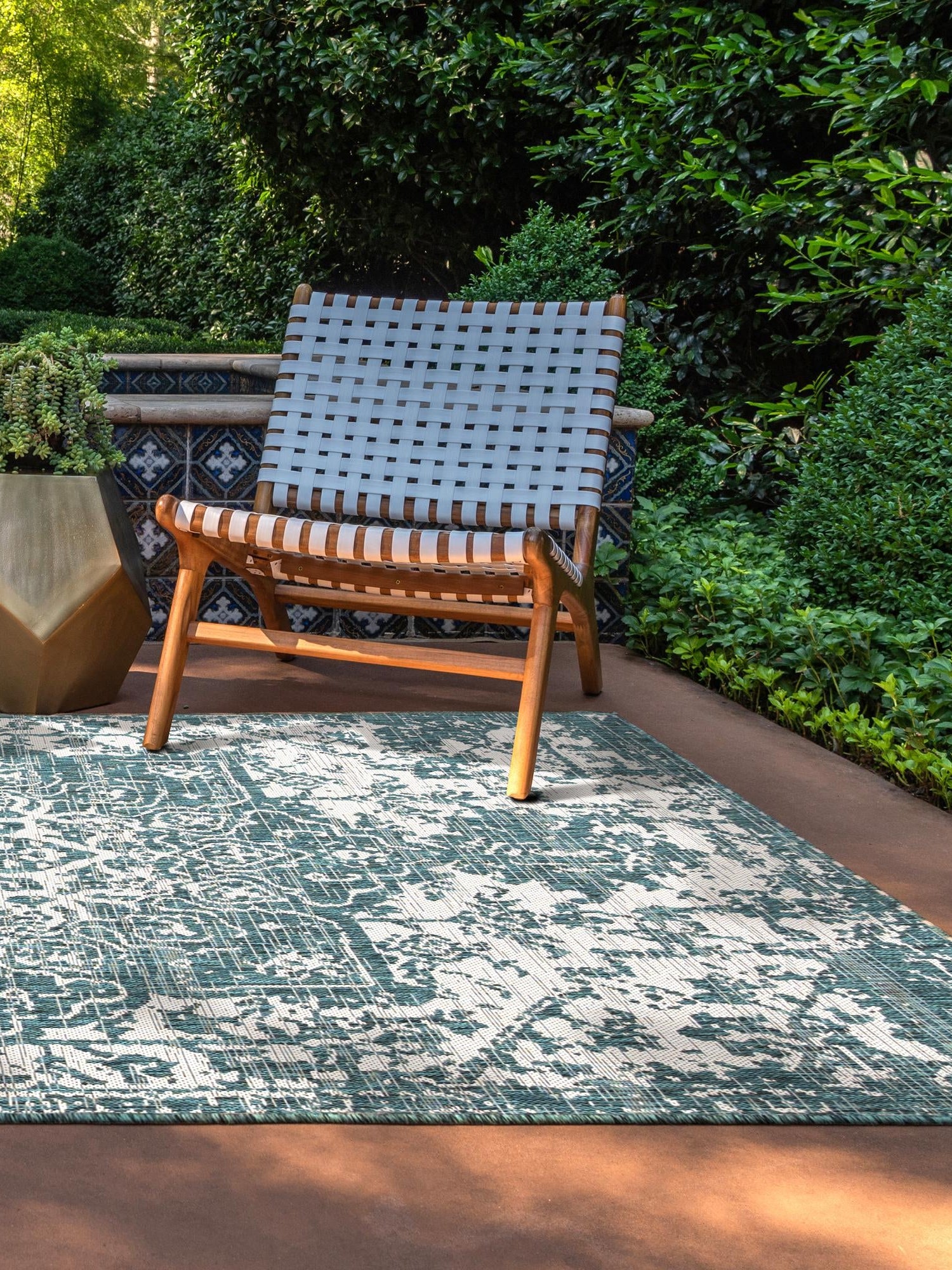 Teal 7' 10 x 10' Jill Zarin Outdoor Rectangle Area Rug Weather Resistant for Patio, Deck, Terrace, Balcony, Porch Durable 100% Polypropylene Carpet for Outside for Sale at Rug Engine