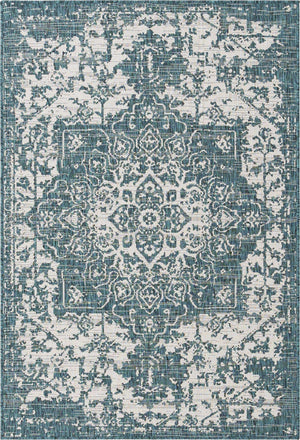Teal 4' 1 x 6' 1 Jill Zarin Outdoor Rectangle Area Rug Weather Resistant for Patio, Deck, Terrace, Balcony, Porch Durable 100% Polypropylene Carpet for Outside for Sale at Rug Engine
