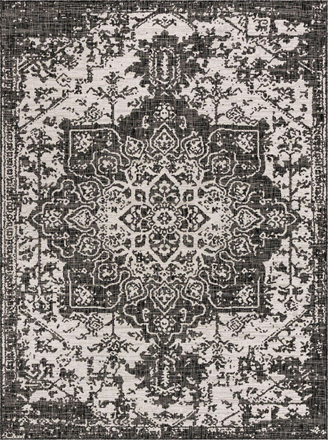 Charcoal Gray 9' x 12' Jill Zarin Outdoor Rectangle Rug