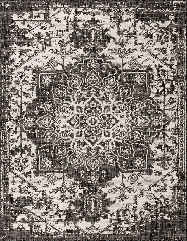 Charcoal Gray 7' 10 x 10' Jill Zarin Outdoor Rectangle Area Rug Weather Resistant for Patio, Deck, Terrace, Balcony, Porch Durable 100% Polypropylene Carpet for Outside for Sale at Rug Engine