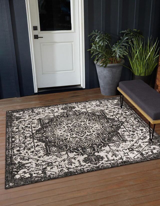 Charcoal Gray 7' 10 x 7' 10 Jill Zarin Outdoor Square Area Rug Weather Resistant for Patio, Deck, Terrace, Balcony, Porch Durable 100% Polypropylene Carpet for Outside for Sale at Rug Engine