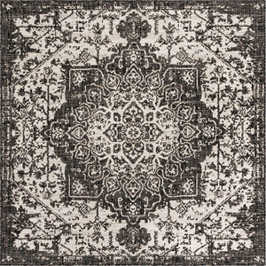 Charcoal Gray 7' 10 x 7' 10 Jill Zarin Outdoor Square Area Rug Weather Resistant for Patio, Deck, Terrace, Balcony, Porch Durable 100% Polypropylene Carpet for Outside for Sale at Rug Engine