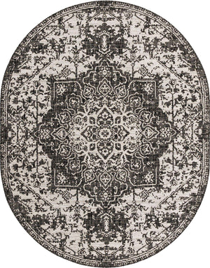 Charcoal Gray 7' 10 x 10' Jill Zarin Outdoor Oval Area Rug Weather Resistant for Patio, Deck, Terrace, Balcony, Porch Durable 100% Polypropylene Carpet for Outside for Sale at Rug Engine