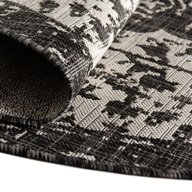 Charcoal Gray 6' 7 x 6' 7 Jill Zarin Outdoor Round Area Rug Weather Resistant for Patio, Deck, Terrace, Balcony, Porch Durable 100% Polypropylene Carpet for Outside for Sale at Rug Engine