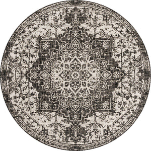 Charcoal Gray 6' 7 x 6' 7 Jill Zarin Outdoor Round Area Rug Weather Resistant for Patio, Deck, Terrace, Balcony, Porch Durable 100% Polypropylene Carpet for Outside for Sale at Rug Engine
