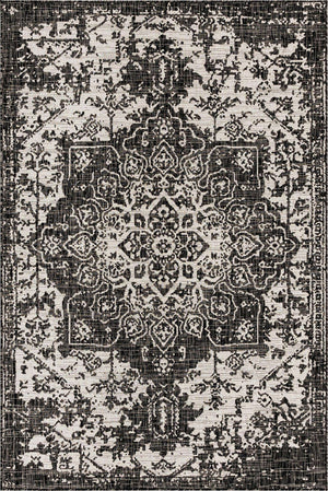 Charcoal Gray 6' 1 x 9' Jill Zarin Outdoor Rectangle Area Rug Weather Resistant for Patio, Deck, Terrace, Balcony, Porch Durable 100% Polypropylene Carpet for Outside for Sale at Rug Engine