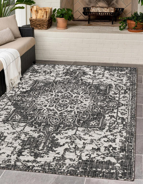 Charcoal Gray 9' x 12' Jill Zarin Outdoor Rectangle Rug