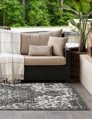 Charcoal Gray 7' 10 x 10' Jill Zarin Outdoor Rectangle Area Rug Weather Resistant for Patio, Deck, Terrace, Balcony, Porch Durable 100% Polypropylene Carpet for Outside for Sale at Rug Engine