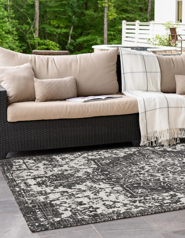 Charcoal Gray 2' x 3' 1 Jill Zarin Outdoor Rectangle Area Rug Weather Resistant for Patio, Deck, Terrace, Balcony, Porch Durable 100% Polypropylene Carpet for Outside for Sale at Rug Engine