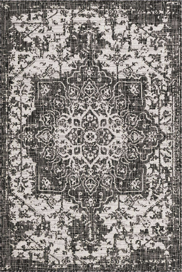 Charcoal Gray 4' 1 x 6' 1 Jill Zarin Outdoor Rectangle Area Rug Weather Resistant for Patio, Deck, Terrace, Balcony, Porch Durable 100% Polypropylene Carpet for Outside for Sale at Rug Engine