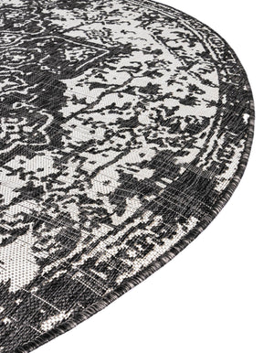 Charcoal Gray 6' 7 x 6' 7 Jill Zarin Outdoor Round Area Rug Weather Resistant for Patio, Deck, Terrace, Balcony, Porch Durable 100% Polypropylene Carpet for Outside for Sale at Rug Engine