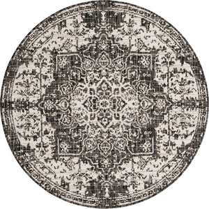 Charcoal Gray 4' 1 x 4' 1 Jill Zarin Outdoor Round Area Rug Weather Resistant for Patio, Deck, Terrace, Balcony, Porch Durable 100% Polypropylene Carpet for Outside for Sale at Rug Engine