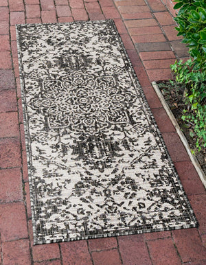 Charcoal Gray 2' x 6' 1 Jill Zarin Outdoor Runner Area Rug Weather Resistant for Patio, Deck, Terrace, Balcony, Porch Durable 100% Polypropylene Carpet for Outside for Sale at Rug Engine