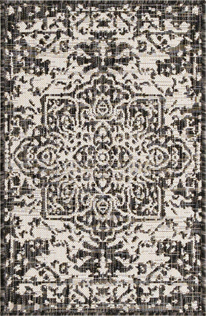 Charcoal Gray 2' x 3' 1 Jill Zarin Outdoor Rectangle Area Rug Weather Resistant for Patio, Deck, Terrace, Balcony, Porch Durable 100% Polypropylene Carpet for Outside for Sale at Rug Engine