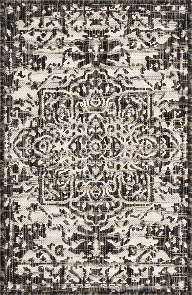 Charcoal Gray 2' x 3' 1 Jill Zarin Outdoor Rectangle Area Rug Weather Resistant for Patio, Deck, Terrace, Balcony, Porch Durable 100% Polypropylene Carpet for Outside for Sale at Rug Engine