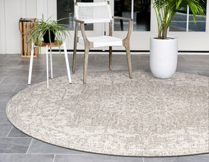 Gray 13' 1 x 13' 1 Jill Zarin Outdoor Round Area Rug Weather Resistant for Patio, Deck, Terrace, Balcony, Porch Durable 100% Polypropylene Carpet for Outside for Sale at Rug Engine