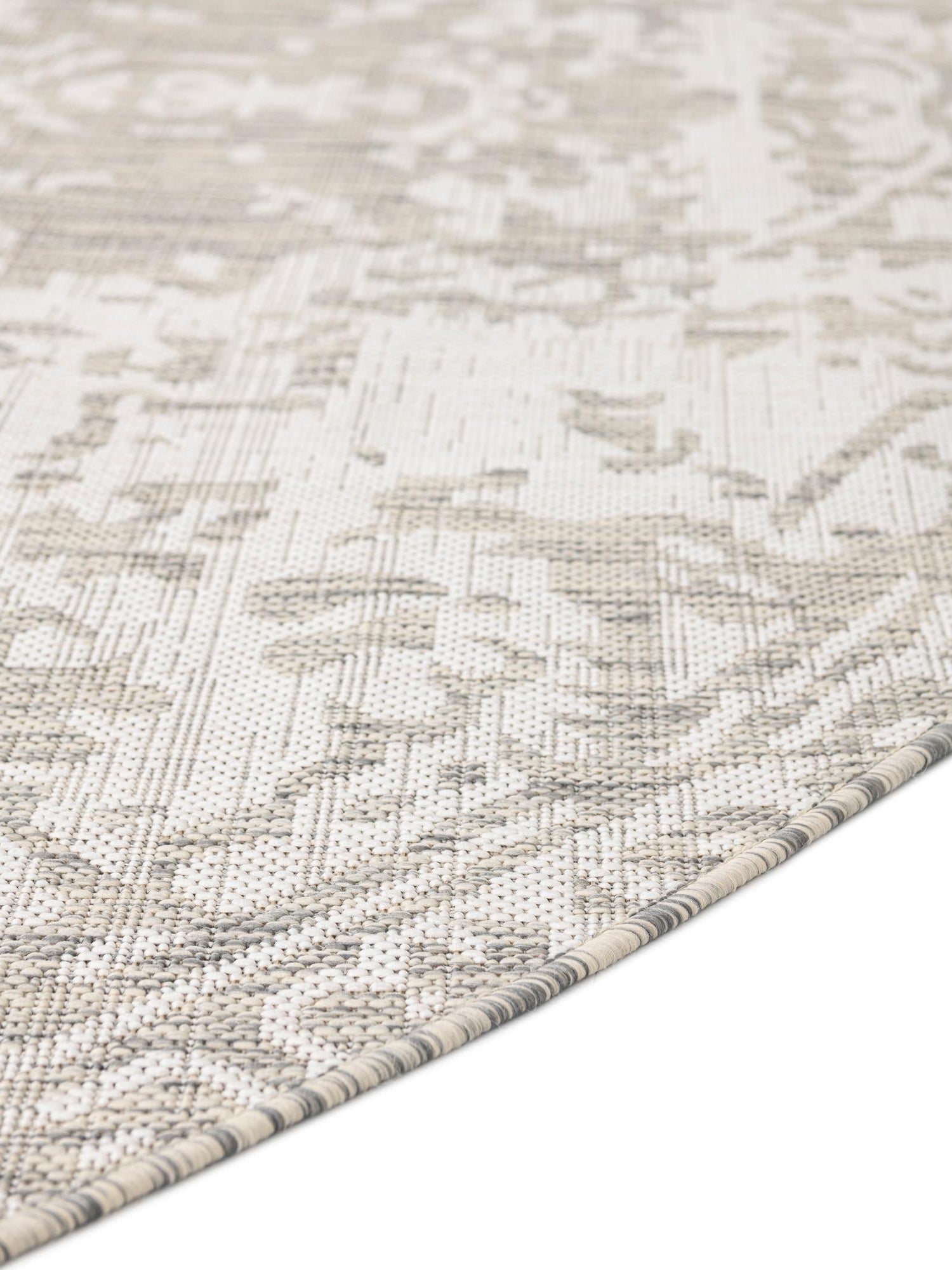 Gray 10' 8 x 10' 8 Jill Zarin Outdoor Round Area Rug Weather Resistant for Patio, Deck, Terrace, Balcony, Porch Durable 100% Polypropylene Carpet for Outside for Sale at Rug Engine