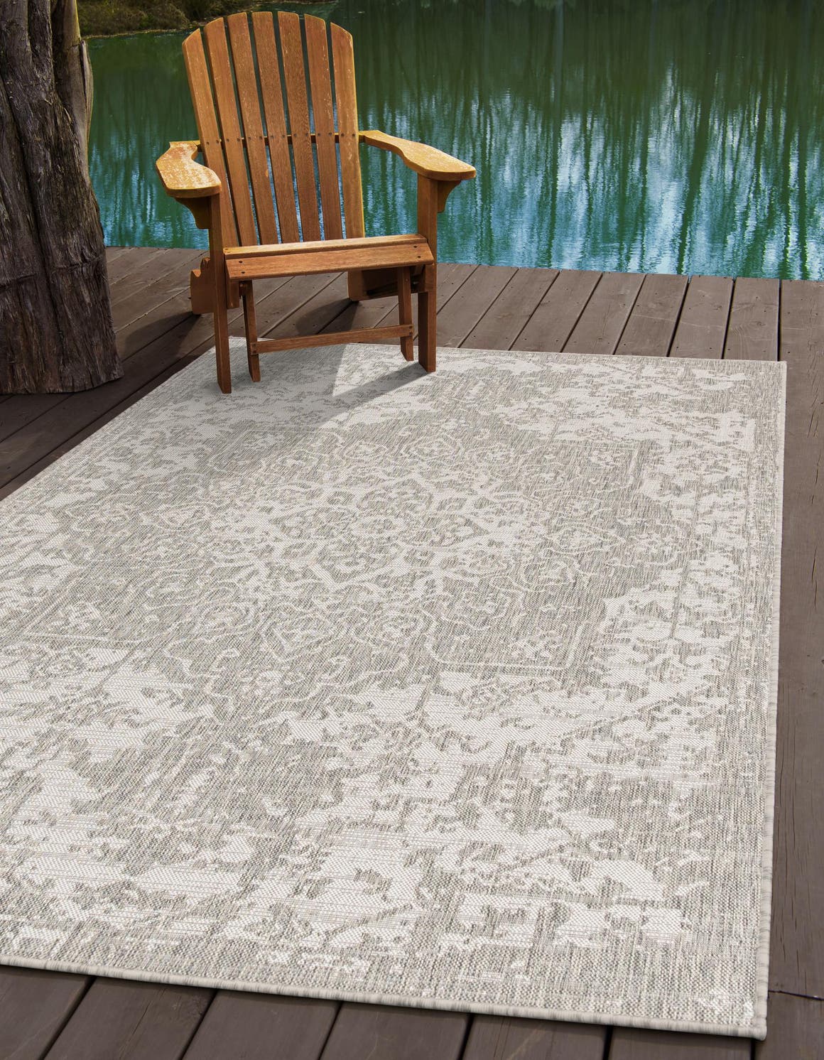 Gray 7' 10 x 10' Jill Zarin Outdoor Rectangle Area Rug Weather Resistant for Patio, Deck, Terrace, Balcony, Porch Durable 100% Polypropylene Carpet for Outside for Sale at Rug Engine