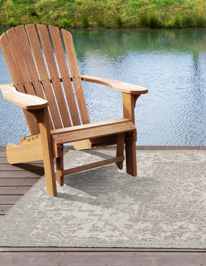 Gray 7' 10 x 10' Jill Zarin Outdoor Rectangle Area Rug Weather Resistant for Patio, Deck, Terrace, Balcony, Porch Durable 100% Polypropylene Carpet for Outside for Sale at Rug Engine