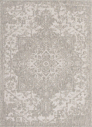 Gray 5' 3 x 8' Jill Zarin Outdoor Rectangle Area Rug Weather Resistant for Patio, Deck, Terrace, Balcony, Porch Durable 100% Polypropylene Carpet for Outside for Sale at Rug Engine