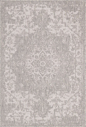 Gray 4' 1 x 6' 1 Jill Zarin Outdoor Rectangle Area Rug Weather Resistant for Patio, Deck, Terrace, Balcony, Porch Durable 100% Polypropylene Carpet for Outside for Sale at Rug Engine