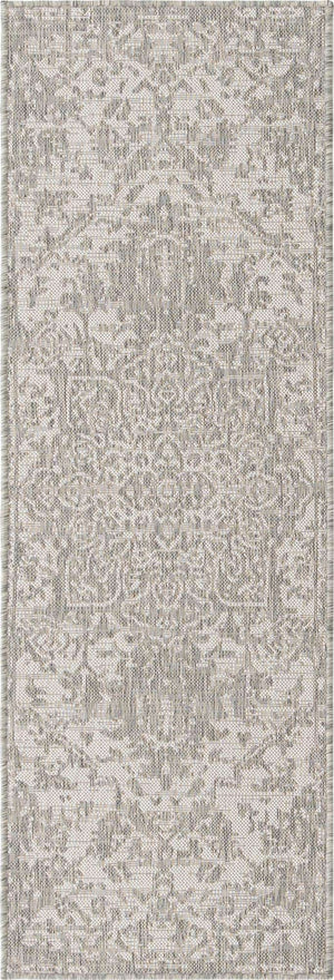 Gray 2' x 6' 1 Jill Zarin Outdoor Runner Area Rug Weather Resistant for Patio, Deck, Terrace, Balcony, Porch Durable 100% Polypropylene Carpet for Outside for Sale at Rug Engine