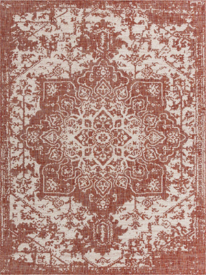 Rust Red 9' x 12' Jill Zarin Outdoor Rectangle Area Rug Weather Resistant for Patio, Deck, Terrace, Balcony, Porch Durable 100% Polypropylene Carpet for Outside for Sale at Rug Engine