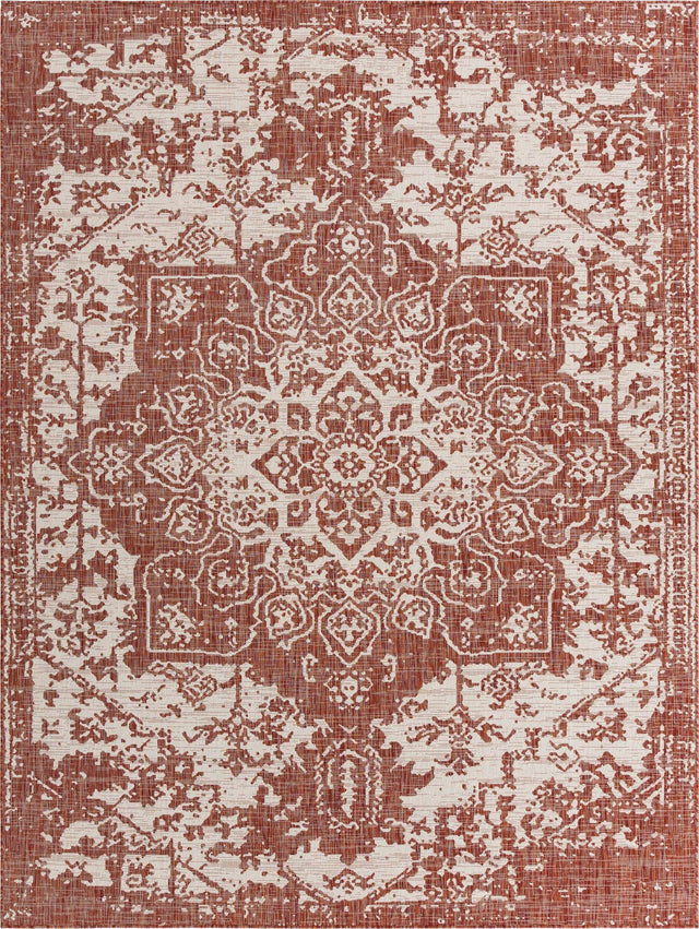Rust Red 9' x 12' Jill Zarin Outdoor Rectangle Area Rug Weather Resistant for Patio, Deck, Terrace, Balcony, Porch Durable 100% Polypropylene Carpet for Outside for Sale at Rug Engine