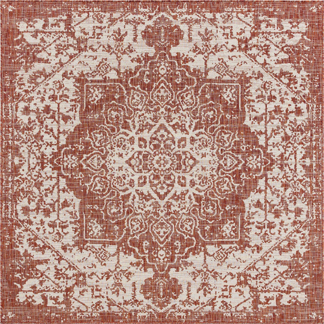 Rust Red 7' 10 x 7' 10 Jill Zarin Outdoor Square Area Rug Weather Resistant for Patio, Deck, Terrace, Balcony, Porch Durable 100% Polypropylene Carpet for Outside for Sale at Rug Engine