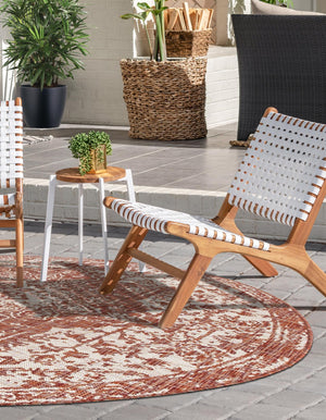 Rust Red 10' 8 x 10' 8 Jill Zarin Outdoor Round Area Rug Weather Resistant for Patio, Deck, Terrace, Balcony, Porch Durable 100% Polypropylene Carpet for Outside for Sale at Rug Engine