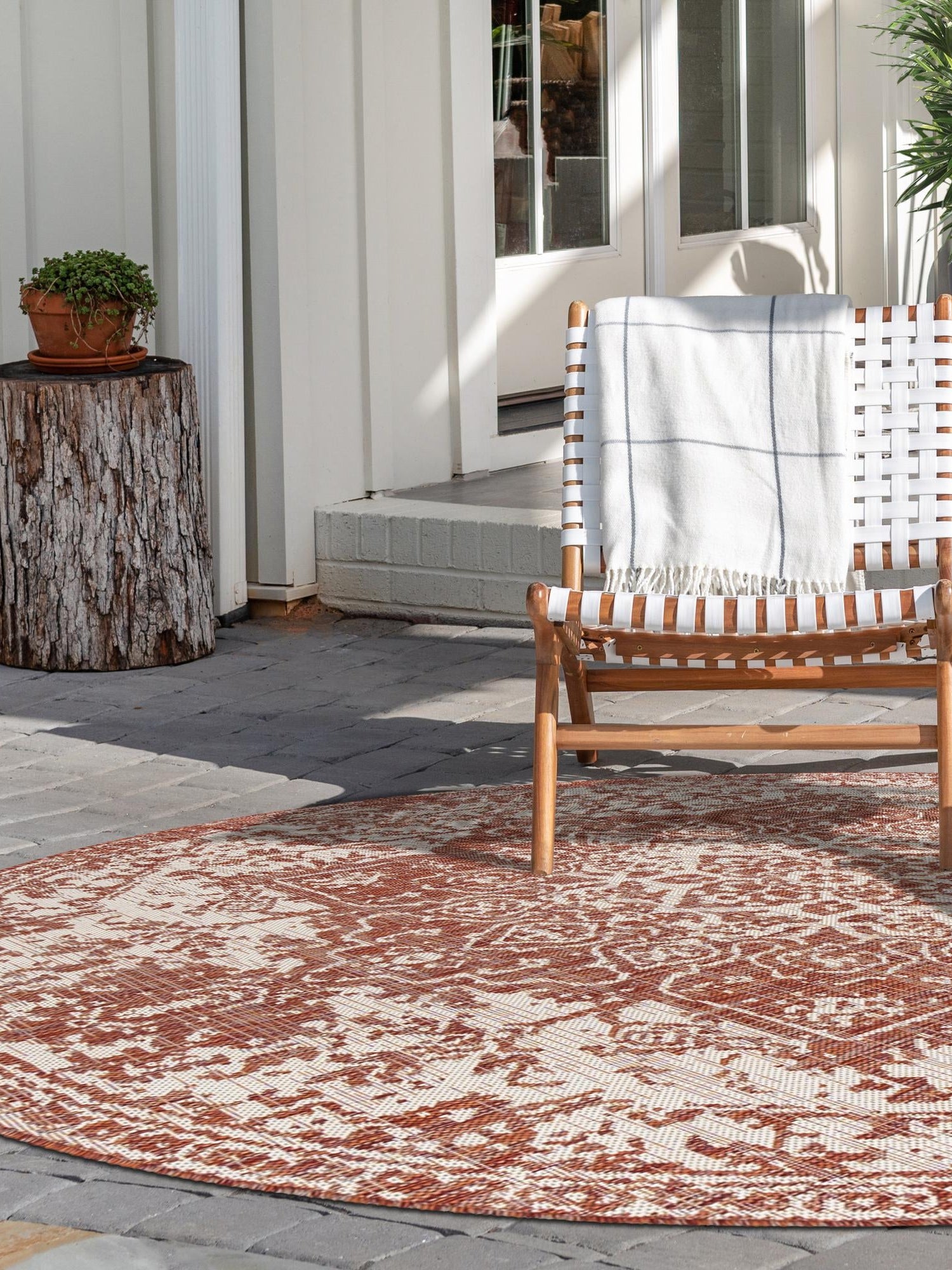 Rust Red 10' 8 x 10' 8 Jill Zarin Outdoor Round Area Rug Weather Resistant for Patio, Deck, Terrace, Balcony, Porch Durable 100% Polypropylene Carpet for Outside for Sale at Rug Engine